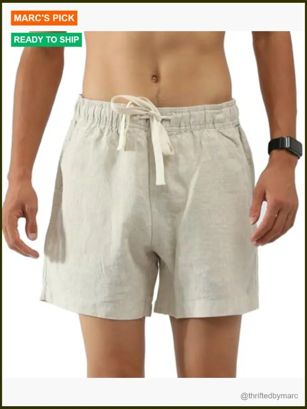 Men's 100% Linen Shorts 5.5